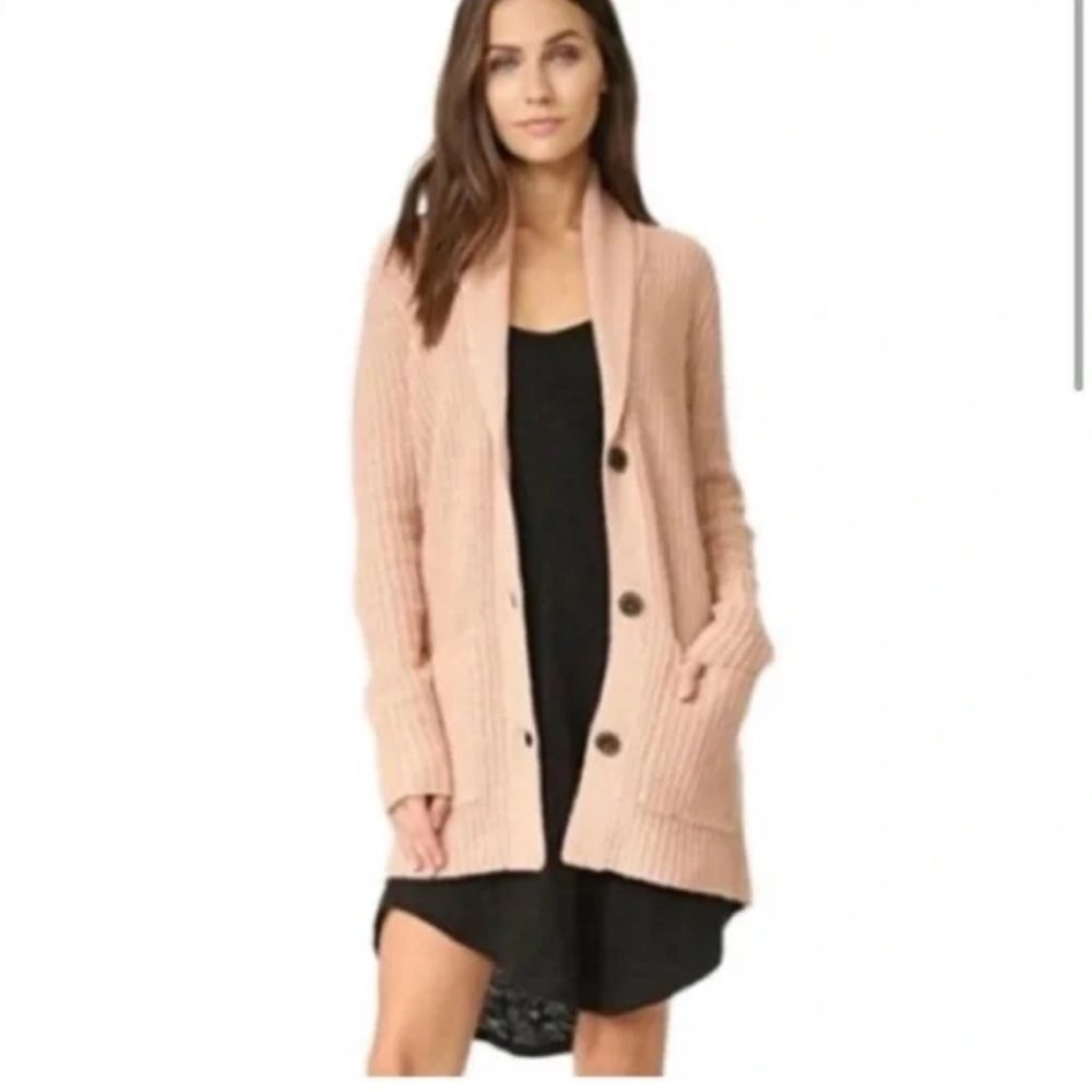 ATM S tan cable knit exaggerated collar oversized grandma cardigan traditional